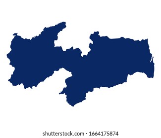 Mapa de Paraiba en color azul