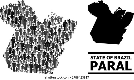 Map of Paral State for politics applications. Vector nation abstraction. Abstraction map of Paral State combined of population pictograms. Demographic concept in dark gray color shades.