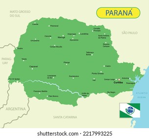 Map of the Parana in Brazil. Vector illustration