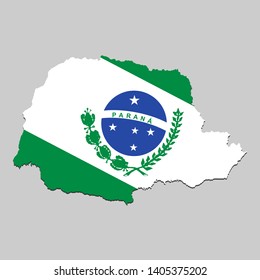 Map of Parana is a state of Brazil with flag. Vector Illustration