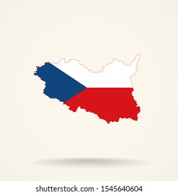 Map Pardubice Region (Czech Republic) in Czech Republic flag colors, editable vector. 