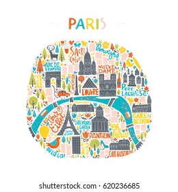 Map Paris Drawn By Hand Illustration Stock Vector (Royalty Free ...