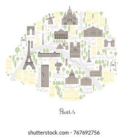 Map of Paris. Vector sketch illustration