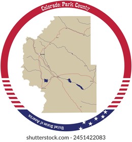 Map of Park County in Colorado, USA arranged in a circle.