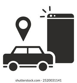 mapa estacionar localização no telefone, ícone do aplicativo de estacionamento, ilustração vetor plana no fundo branco