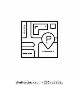map with parking pin icon sign vector