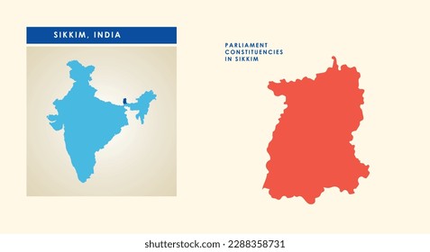 Map of parliament constituencies or Lok Sabha constituencies in the Indian state of Sikkim.