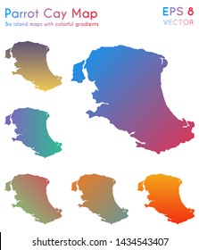 Map of Parrot Cay with beautiful gradients. Attractive set of island maps. Positive vector illustration.