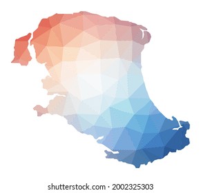 Map of Parrot Cay. Low poly illustration of the island. Geometric design with stripes. Technology, internet, network concept. Vector illustration.