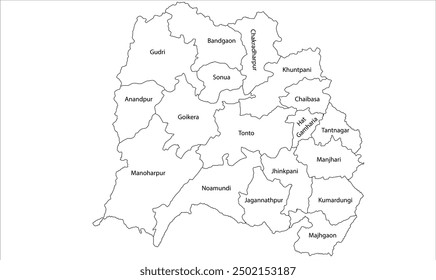 Map of Pashchimi Singhbhum district Block, Pashchimi Singhbhum District, Jharkhand state, Republic of India, Government of Jharkhand, Indian territory, Eastern India, politics, village, tourism