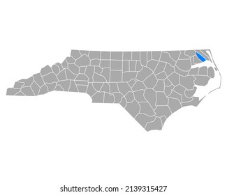 Map of Pasquotank in North Carolina on white