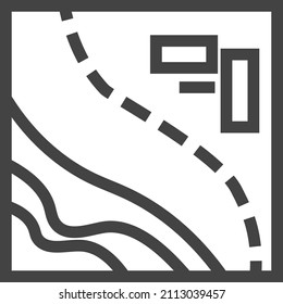 Karte mit Pfadlinie. Reisewegsymbol. Reiseroute