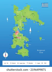 Mapa de la isla Patmos en Grecia