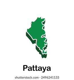 mapa de Pattaya City Diseño de elementos planos, Vector sobre fondo blanco