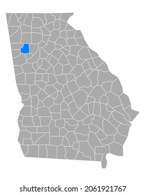 Map of Paulding in Georgia on white