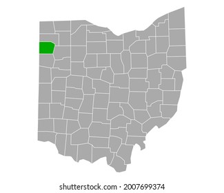Mapa de Paulding en Ohio en blanco