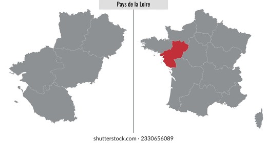 map of Pays de la Loire region of France and location on French map