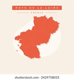 Map of Pays de la Loire - France region outline silhouette graphic element Illustration template design