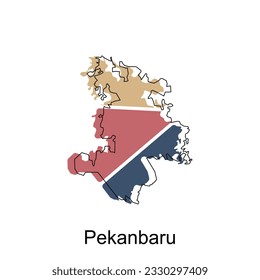Map of Pekanbaru design template, vector illustration of Map of Indonesia on white background
