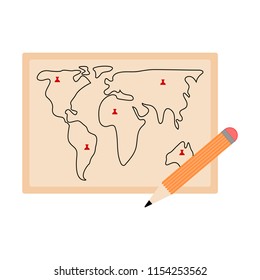 Map with a pencil icon