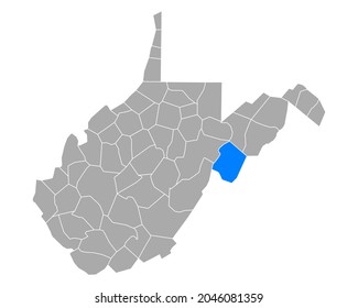 Map of Pendleton in West Virginia on white