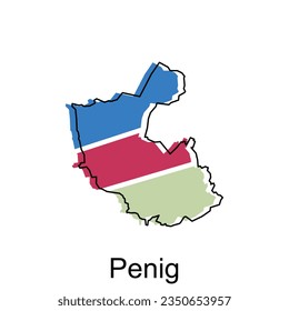 map of Penig City. vector map of the German Country. Vector illustration design template