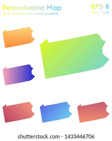 Map of Pennsylvania with beautiful gradients. Beautiful set of US state maps. Astonishing vector illustration.