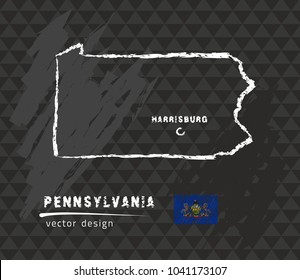 Map of Pennsylvania, Chalk sketch vector illustration
