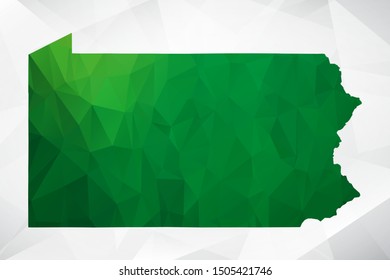 Map of Pennsylvania - Green Geometric Rumpled Triangular , Polygonal Design For Your . Vector illustration eps 10.