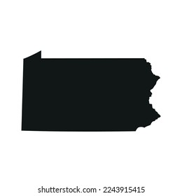 Map of the Pennsylvania state in black color isolated on white background. Vector illustration svg