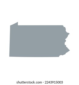 Map of the Pennsylvania state in grey color isolated on white background. Vector illustration svg