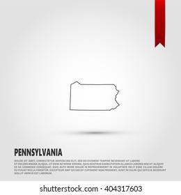 Map of the Pennsylvania state. Vector illustration design element. Flat style design icon.