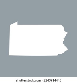 Map of the Pennsylvania state in white color isolated on grey background. Vector illustration svg