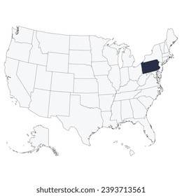 Mapa de Pensilvania. Mapa de EEUU. 