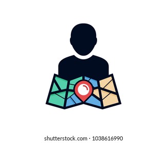 Map People Icon Logo Design Element