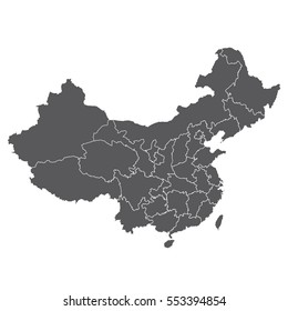 Map of People's Republic of China in vector art