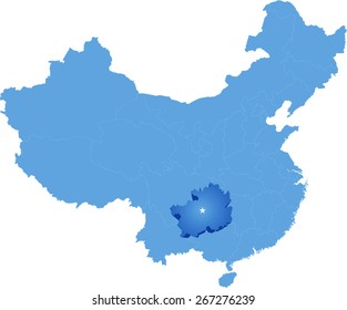 Map of People's Republic of China where Guizhou province is pulled out

