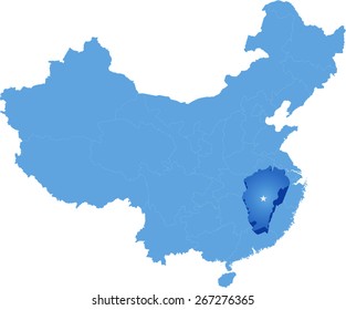 Map of People's Republic of China where Jiangxi province is pulled out