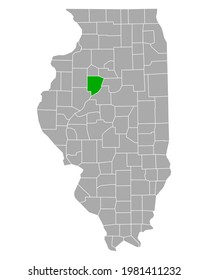 Map of Peoria in Illinois on white