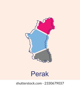 Map of Perak colorful modern outline vector design template, logotype element for template.