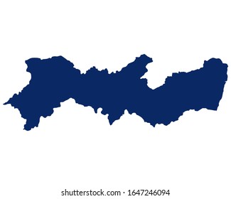 Map of Pernambuco in blue colour