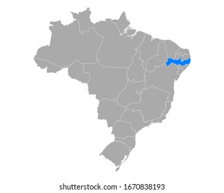 Map Of Pernambuco In Brazil On White