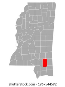 Map of Perry in Mississippi on white