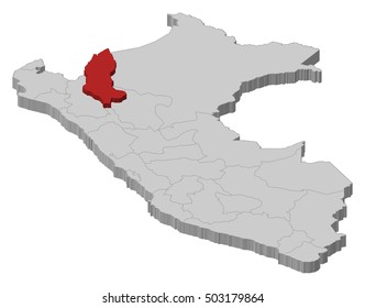 Map - Peru, Amazonas - 3D-Illustration