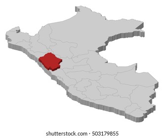 Map - Peru, Ancash - 3D-Illustration