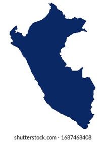 Map of Peru in blue colour