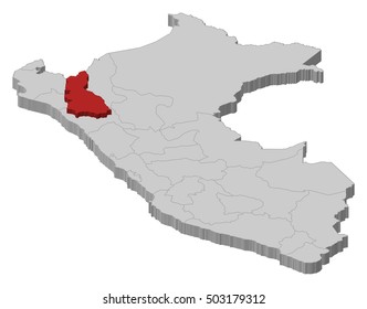 Map - Peru, Cajamarca - 3D-Illustration