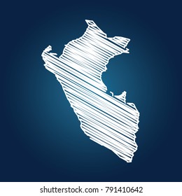 Map of Peru, Drawing map on blackboard of Peru. drawn on chalkboard with scribbled map of Peru can be use for education. vector illustration.