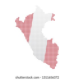 Map of Peru with flag. Pointillism style. Vector illustration design