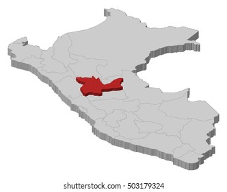 Map - Peru, Huanuco - 3D-Illustration